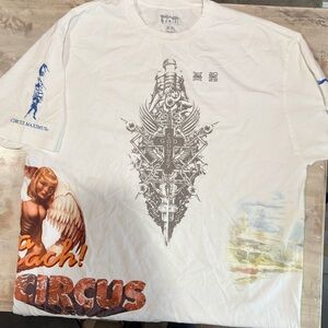 Travis Scott White Short Sleeve Graphic T-Shirt with Multi-Color Prints